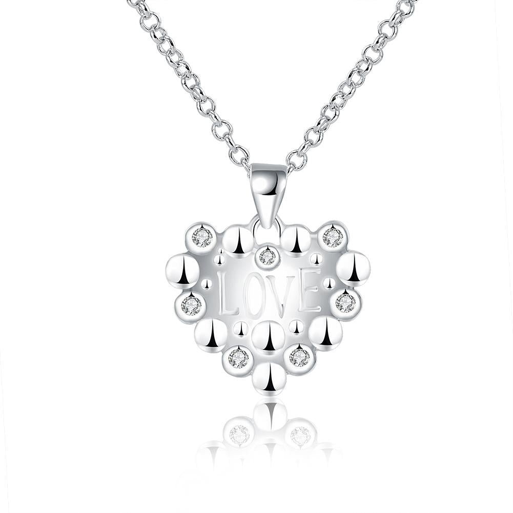 Heart Diamond Cut Necklace In 18K White Gold Plated