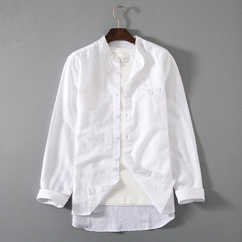 Men's Stand Collar White Shirt