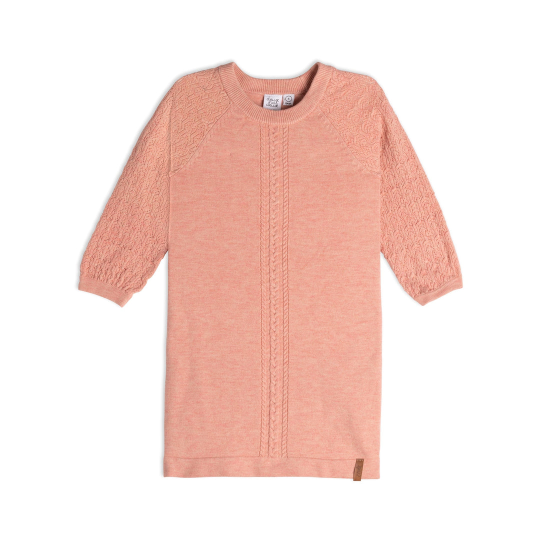 Knitted 3/4 Sleeve Dress Light Pink