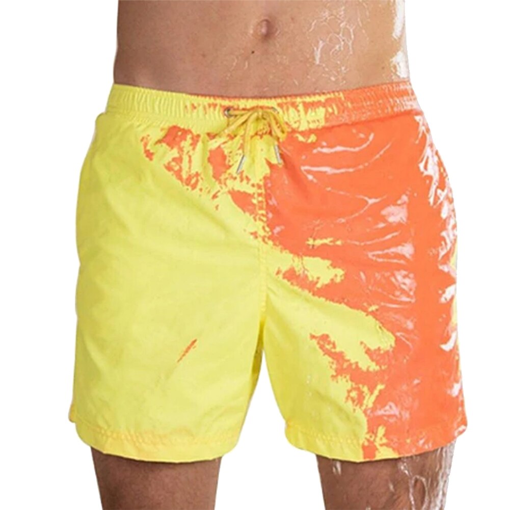 Men's Magical Change Color Beach Shorts Swimming Trunks Swimwear Quick Dry Bathing Shorts Beach Shorts