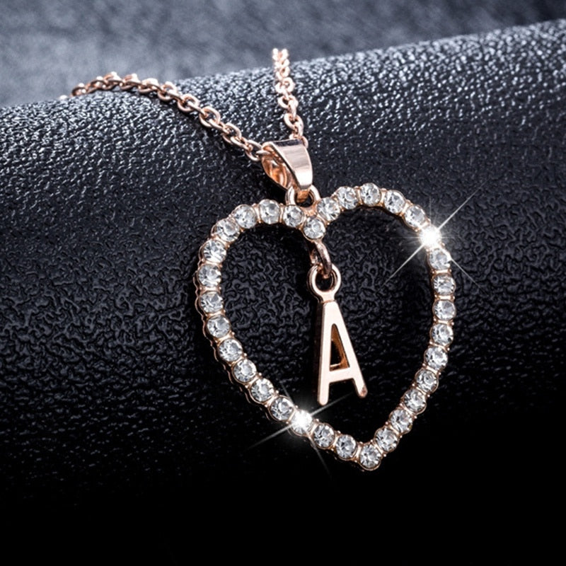26 English Alphabet Peach Jewelry Heart Love Necklace