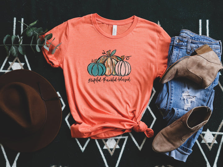 Thankful Grateful Blessed Shirt, Pumpkin Shirt