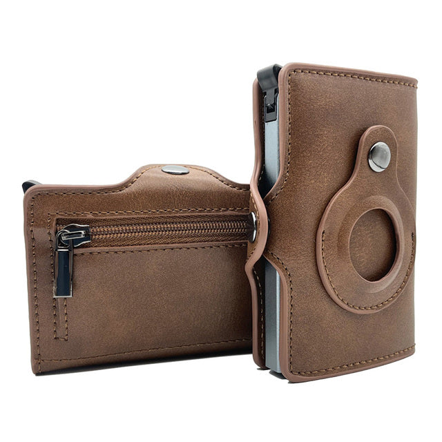 Slim Thin Trifold Men Leather Wallet For Apple AirTags