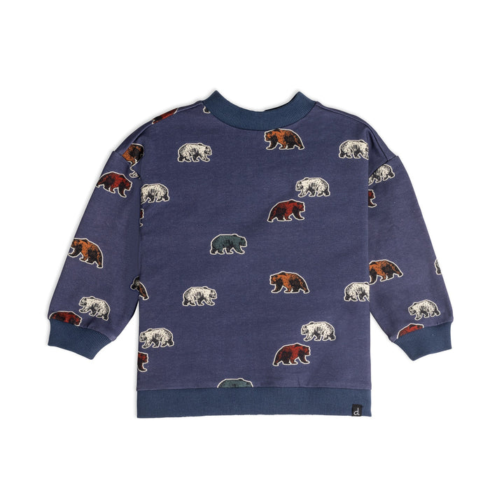 Fleece Top With Allover Bear Print