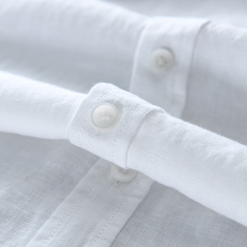 100% Pure Linen Long-Sleeved Shirt Men